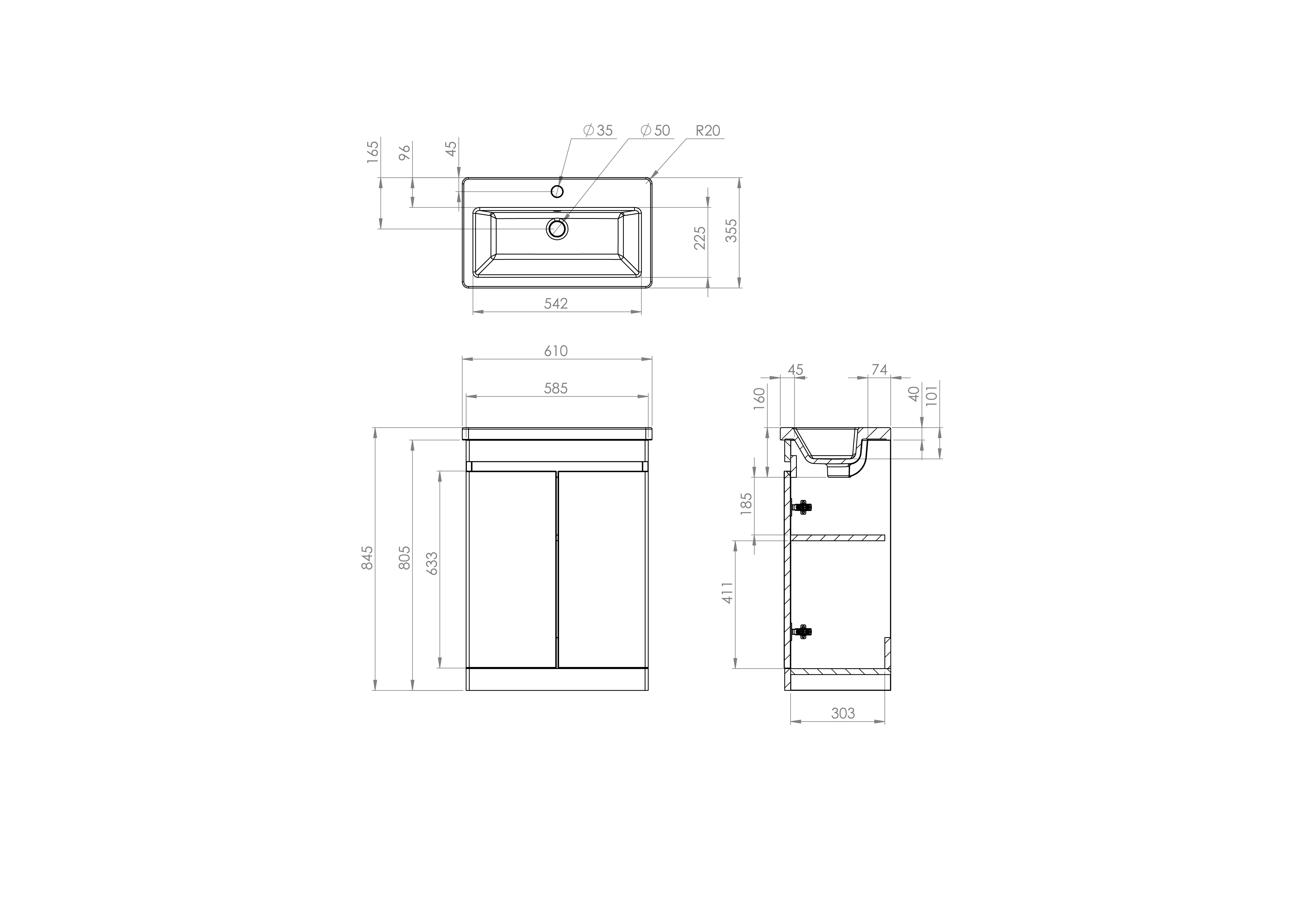 AIR 60cm 2 Door Floor Standing Unit – Gloss White